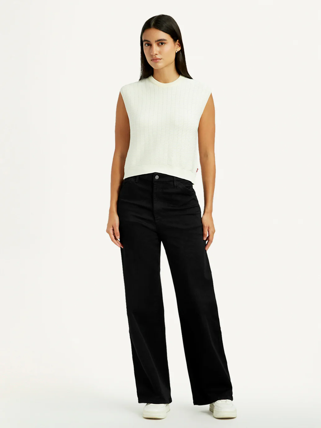 Women's Redloop Black Ribcage Wide Leg Fit High Rise Jeans - Image 6