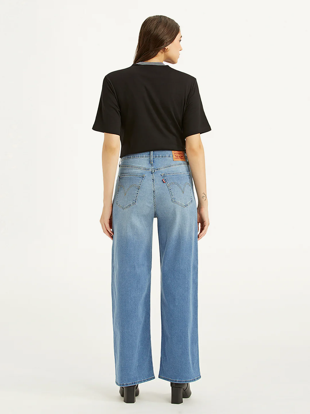 Women's Blue Mile High Wide Leg Fit High Rise Jeans - Image 2