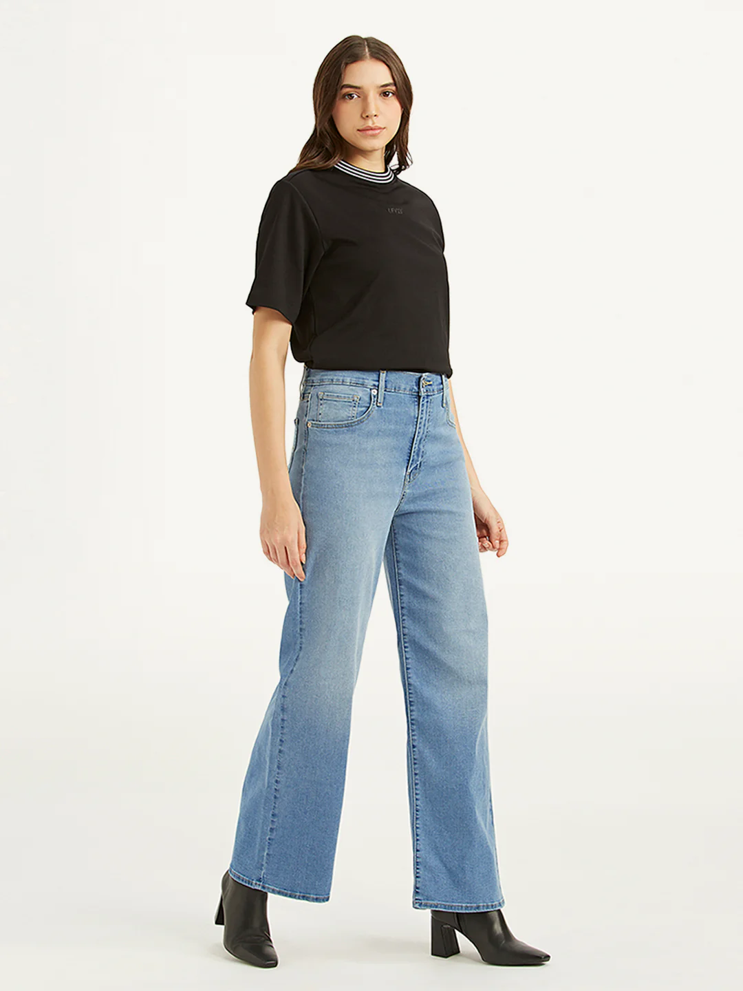 Women's Blue Mile High Wide Leg Fit High Rise Jeans - Image 3