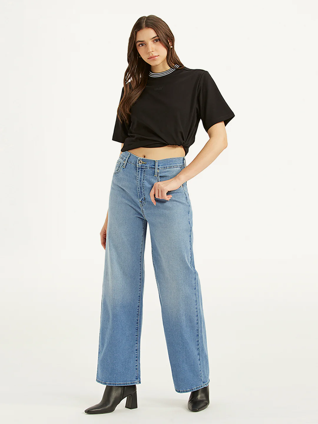 Women's Blue Mile High Wide Leg Fit High Rise Jeans - Image 5