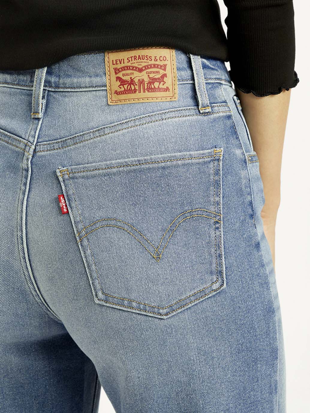 Women's Blue Wide Leg Fit High Rise Jeans - Image 5