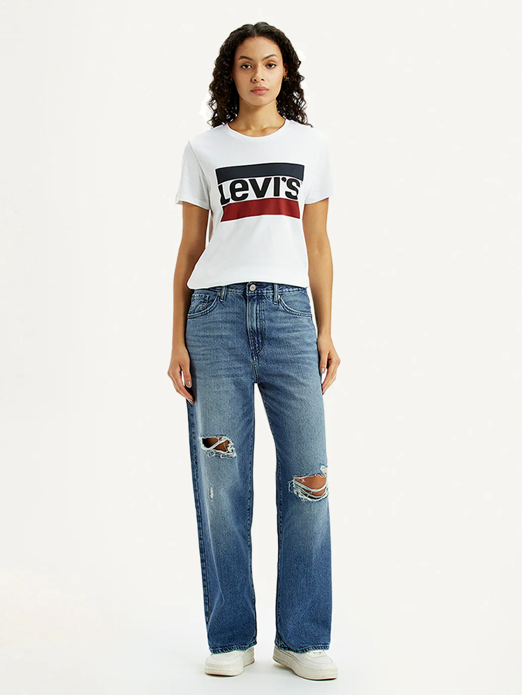 Women's Blue Wide Leg Fit High Rise Jeans - Image 2