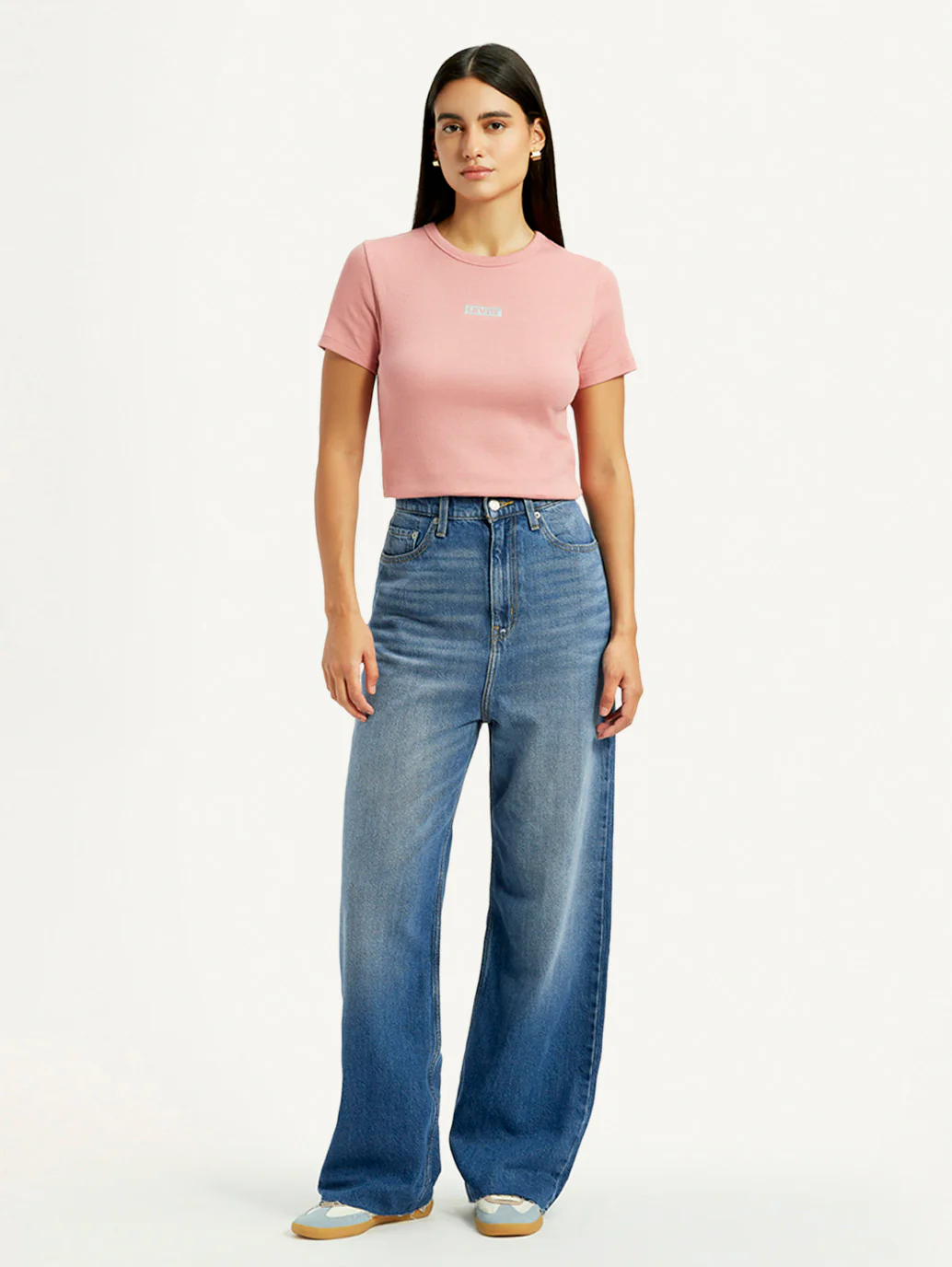 Women's Blue Loose Fit High Rise Jeans