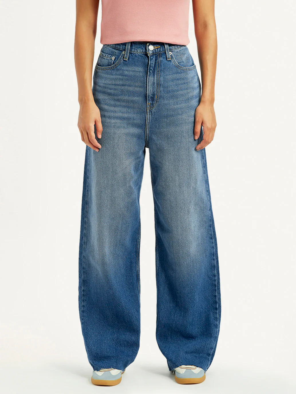 Women's Blue Loose Fit High Rise Jeans - Image 2