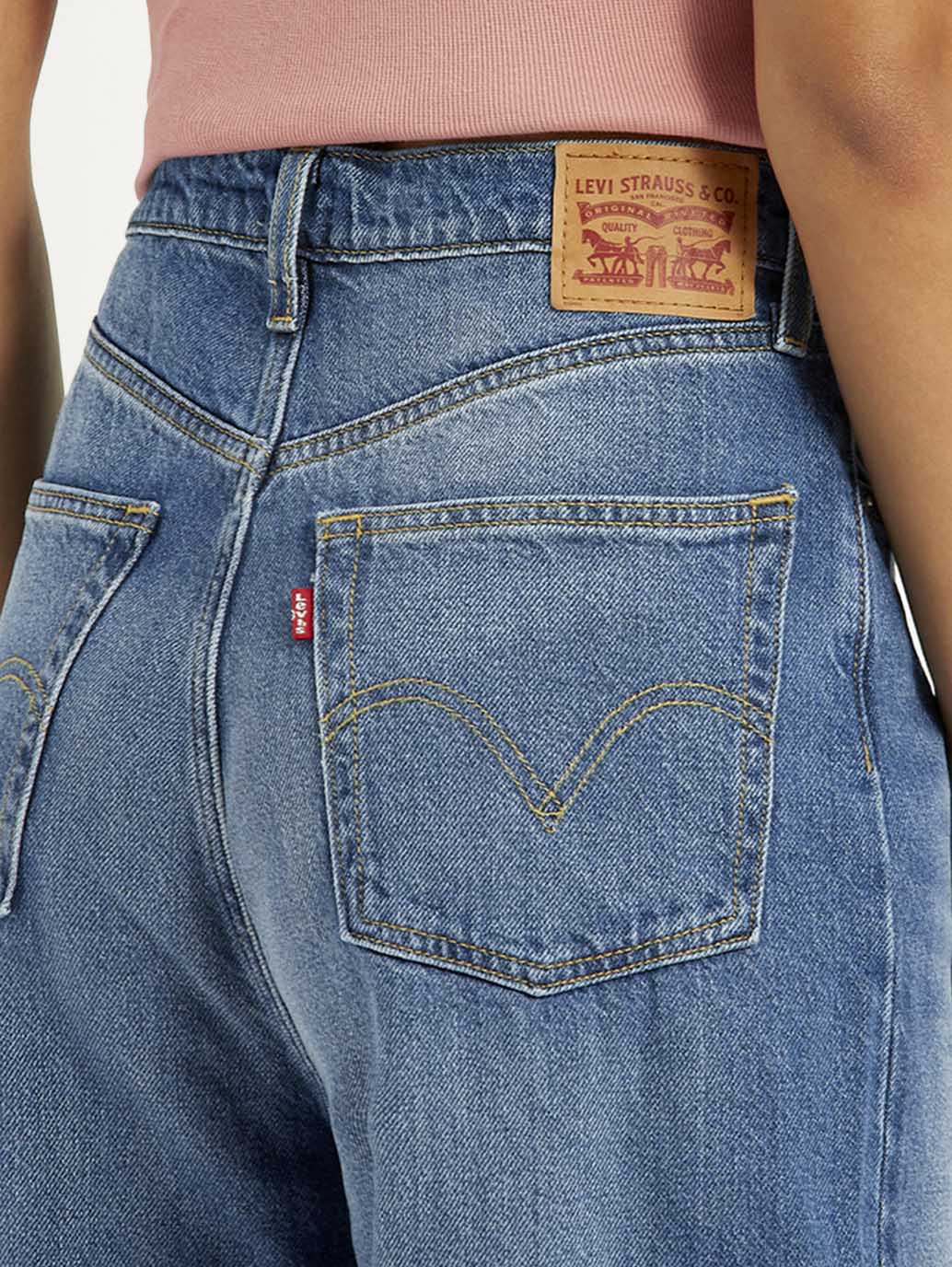 Women's Blue Loose Fit High Rise Jeans - Image 6