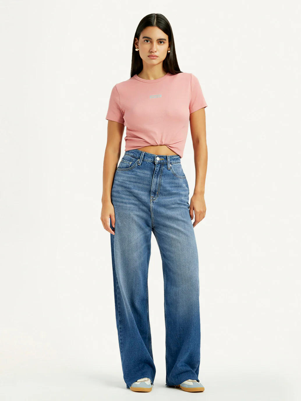 Women's Blue Loose Fit High Rise Jeans - Image 7