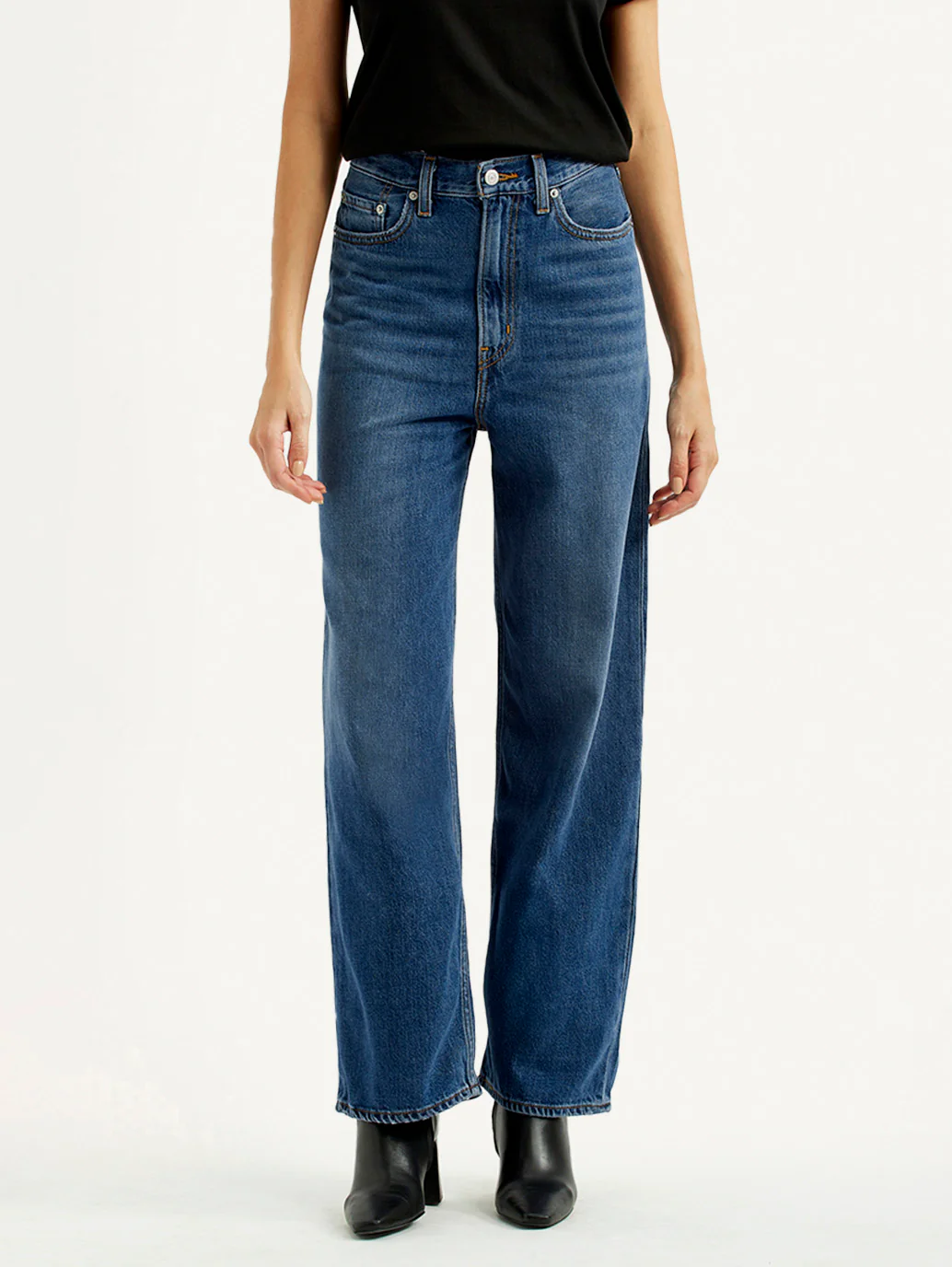 Women's Dark Blue Loose Fit High Rise Jeans - Image 2