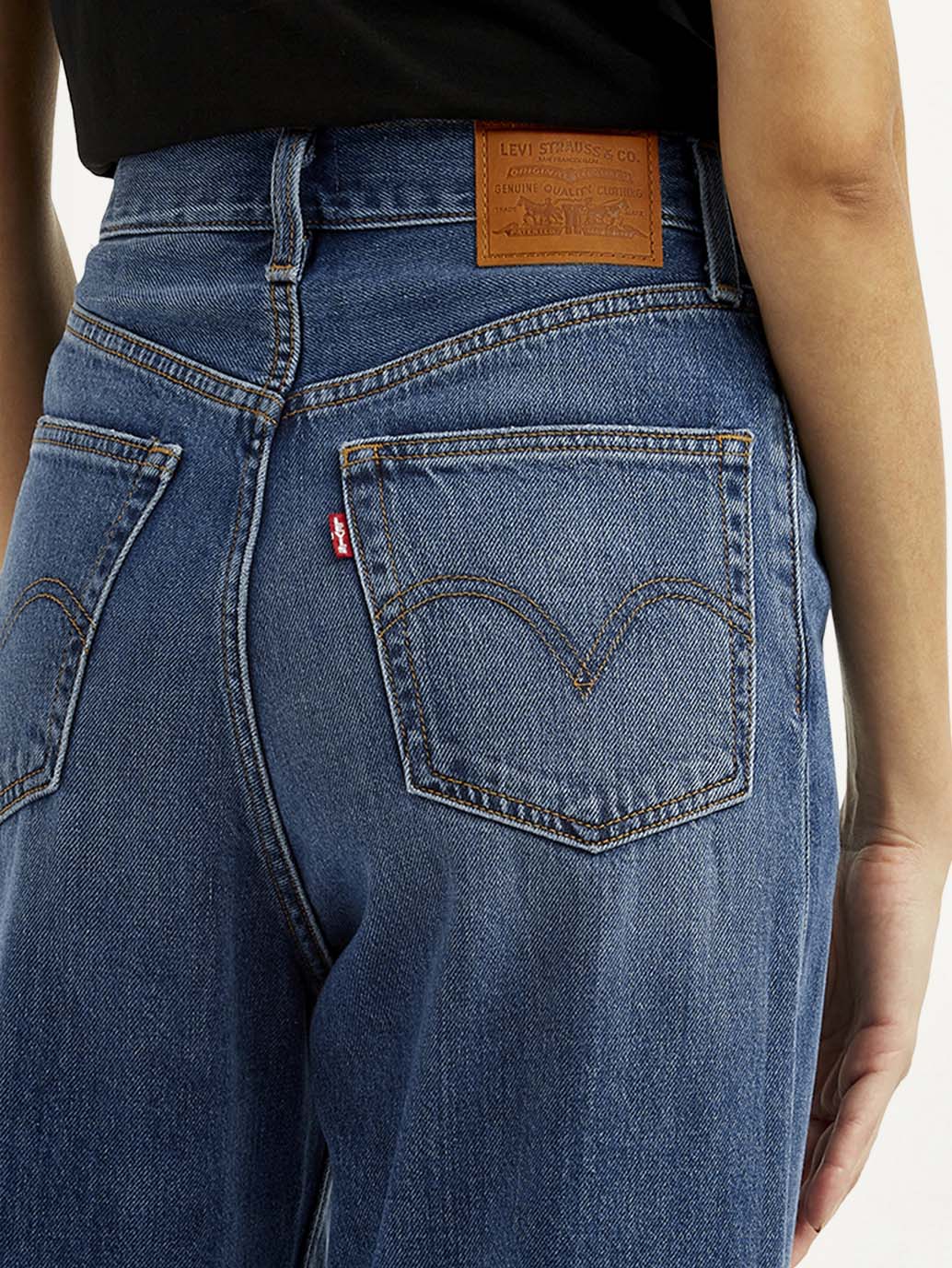 Women's Dark Blue Loose Fit High Rise Jeans - Image 5