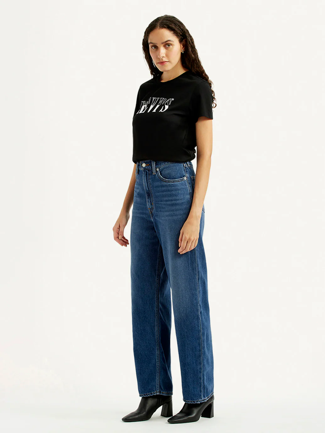 Women's Dark Blue Loose Fit High Rise Jeans - Image 6