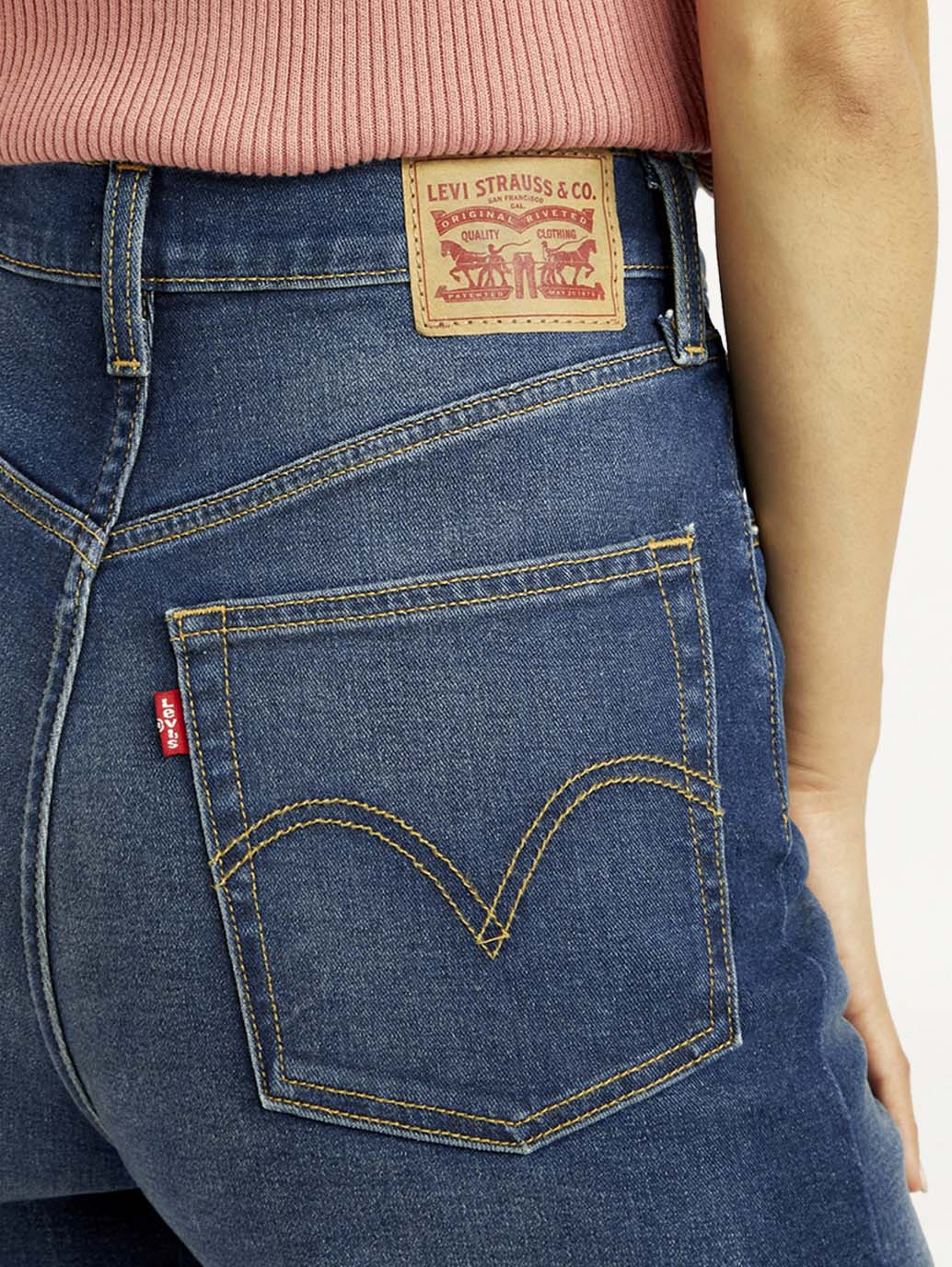 Women's Dark Blue Wide Leg Fit High Rise Jeans - Image 5