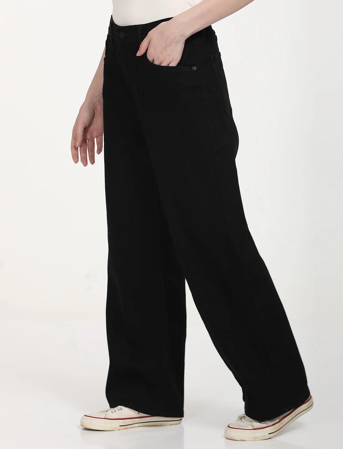Women's Black Mile High Wide Leg Fit High Rise Jeans - Image 2