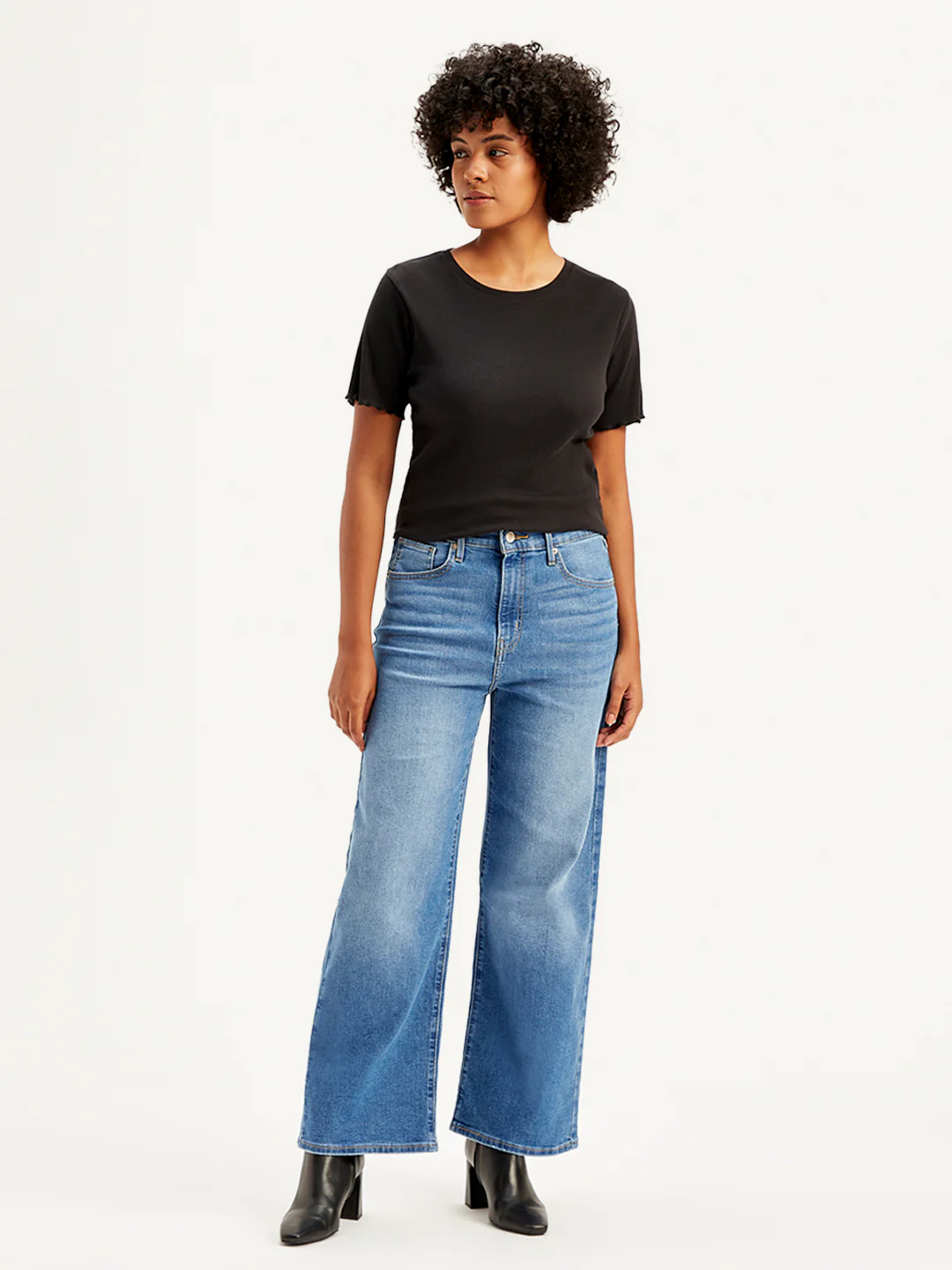 Women's Blue Mile High Wide Leg Fit High Rise Jeans