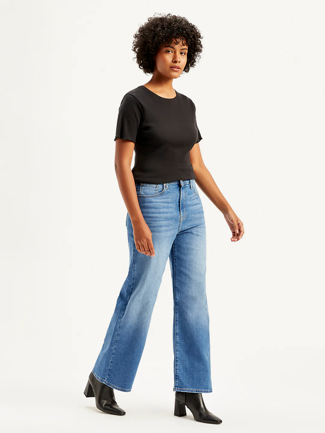 Women's Blue Mile High Wide Leg Fit High Rise Jeans - Image 3