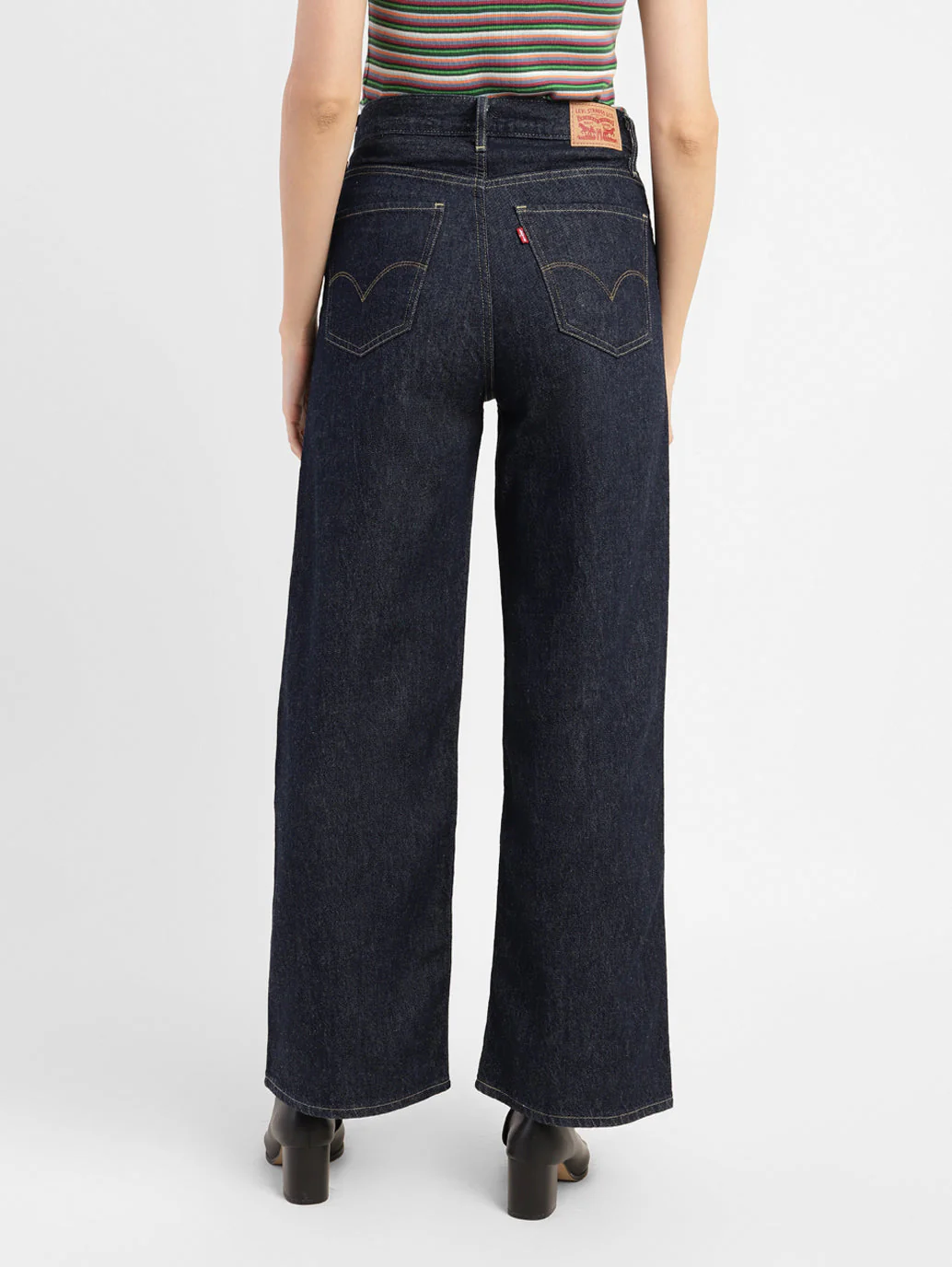 Women's Navy Blue Mile High Wide Leg Fit High Rise Jeans - Image 3