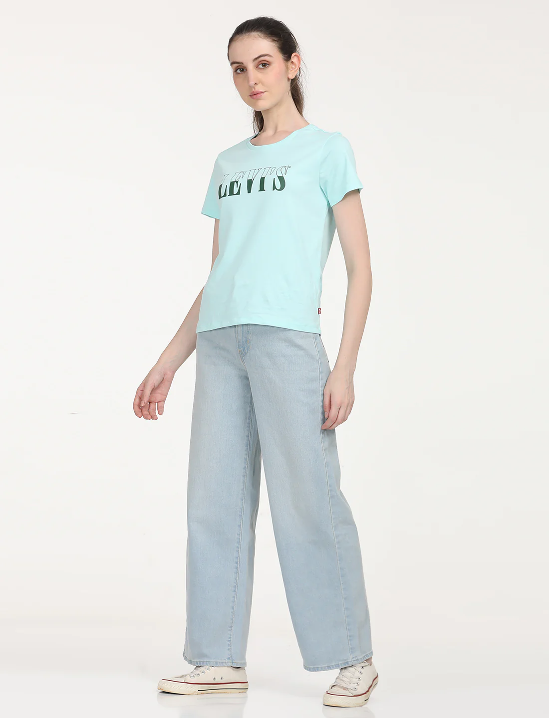 Women's Light Blue Wide Leg Fit High Rise Jeans - Image 7