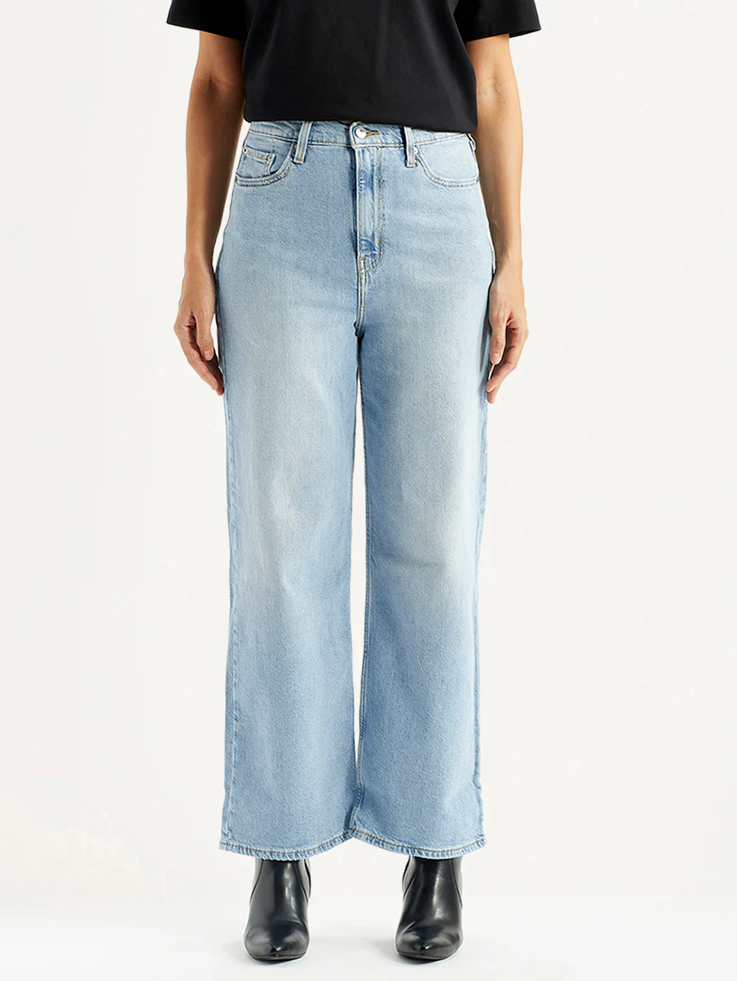 Women's Light Blue Wide Leg Fit High Rise Jeans - Image 2