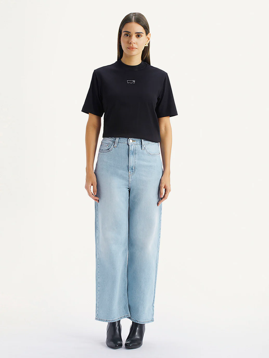Women's Light Blue Wide Leg Fit High Rise Jeans - Image 6