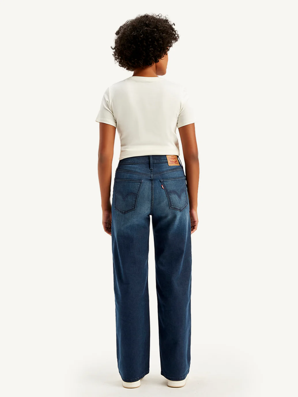 Women's Navy Blue Wide Leg Fit High Rise Jeans - Image 3