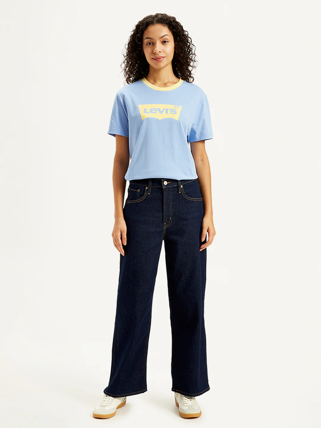Women's Navy Blue Mile High Wide Leg Fit High Rise Jeans