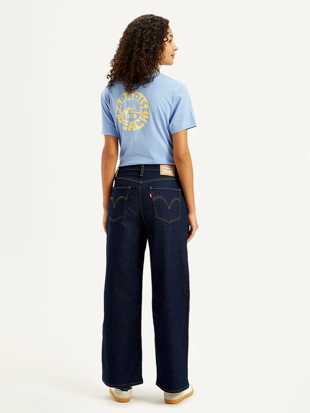 Women's Navy Blue Mile High Wide Leg Fit High Rise Jeans - Image 3
