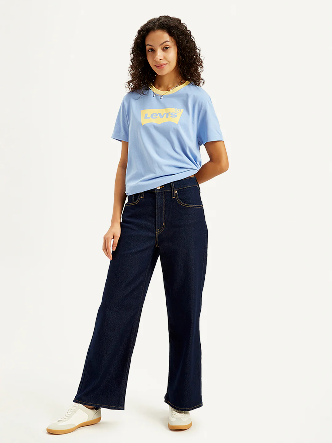 Women's Navy Blue Mile High Wide Leg Fit High Rise Jeans - Image 5