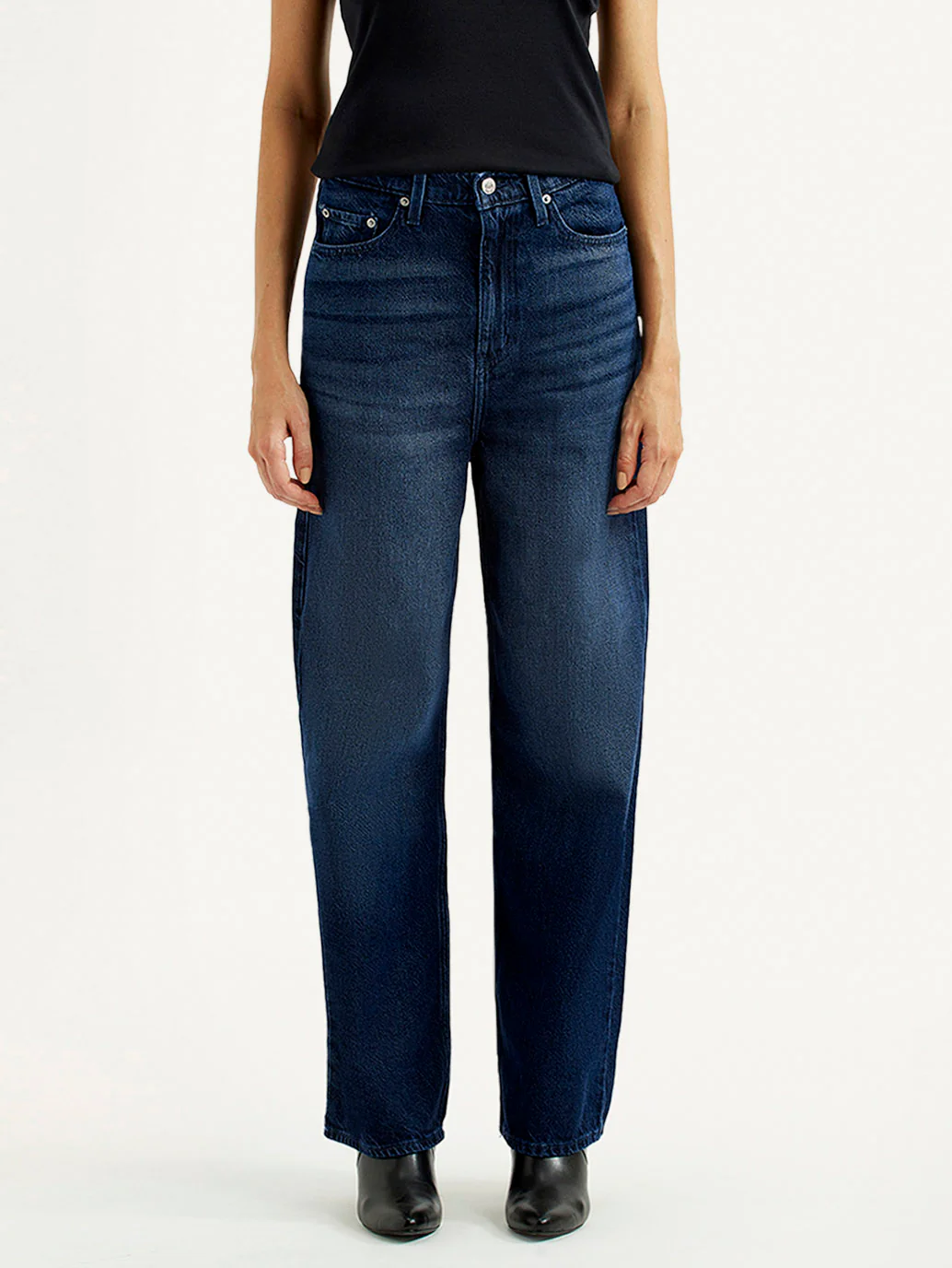 Women's Navy Loose Fit High Rise Jeans - Image 3