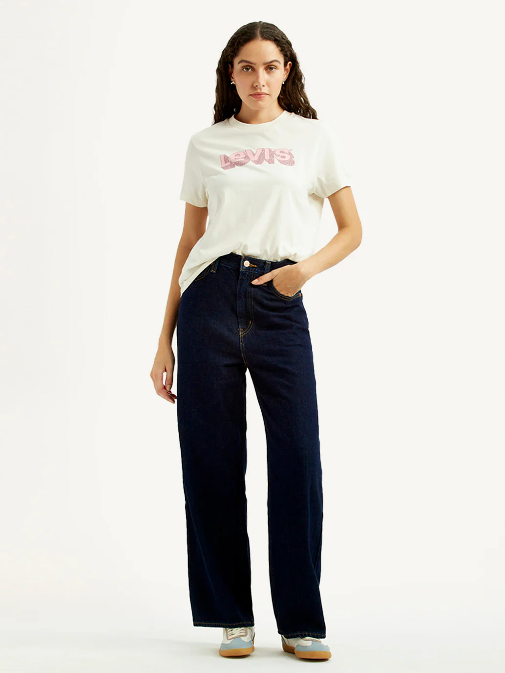 Women's Navy Loose Fit High Rise Jeans