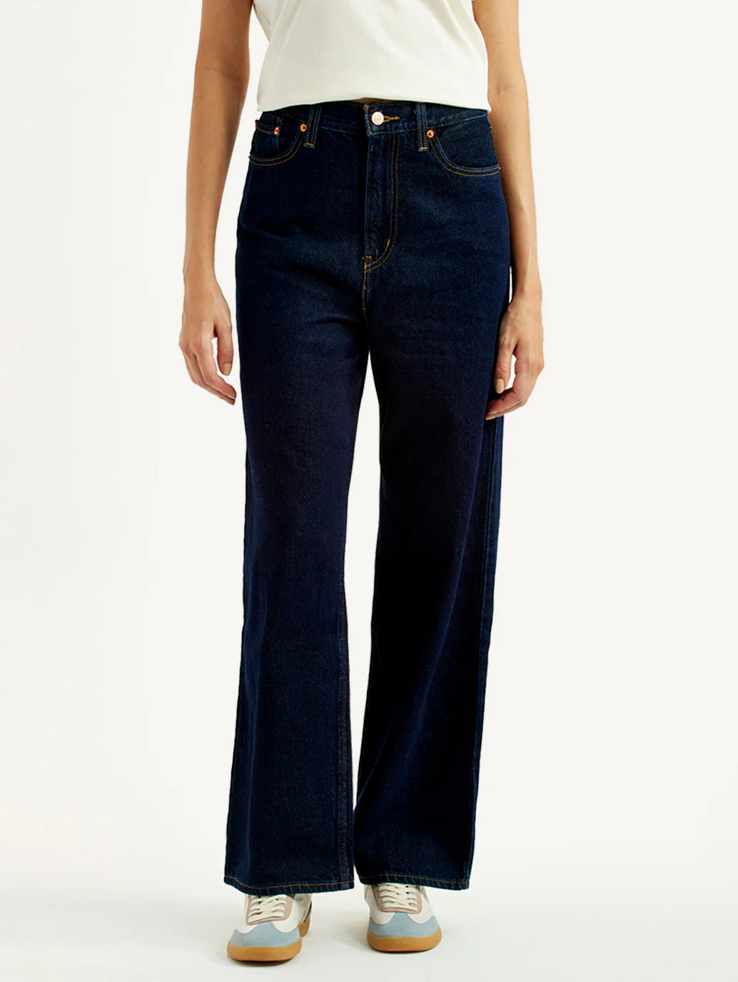 Women's Navy Loose Fit High Rise Jeans - Image 2