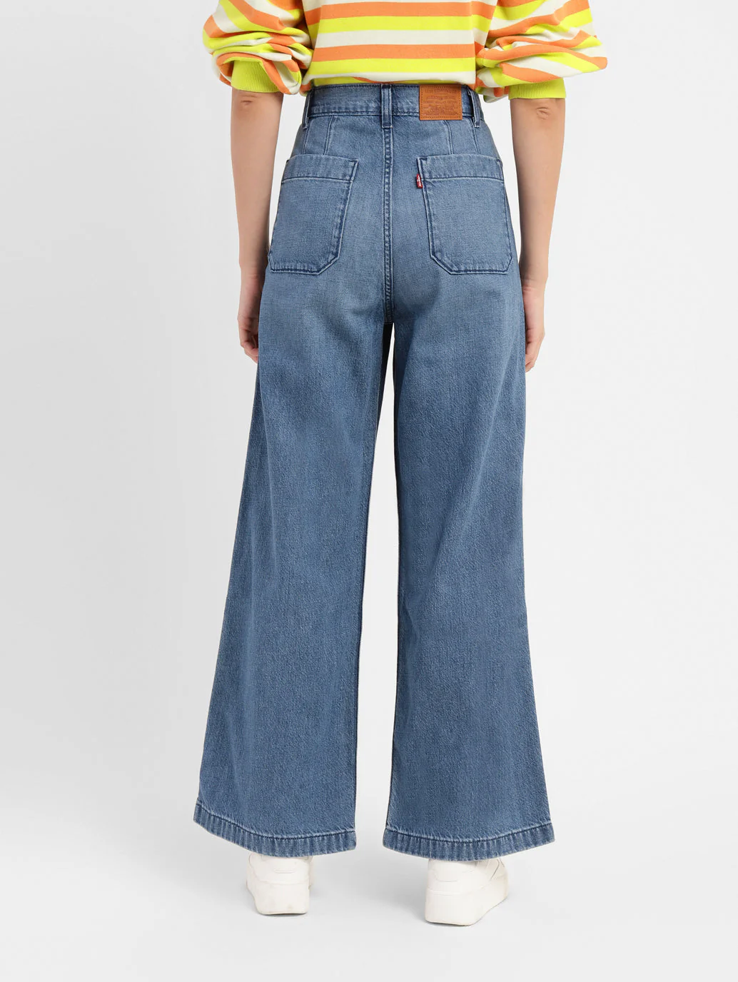 Women's Blue Wideleg Fit High Rise Jeans - Image 2