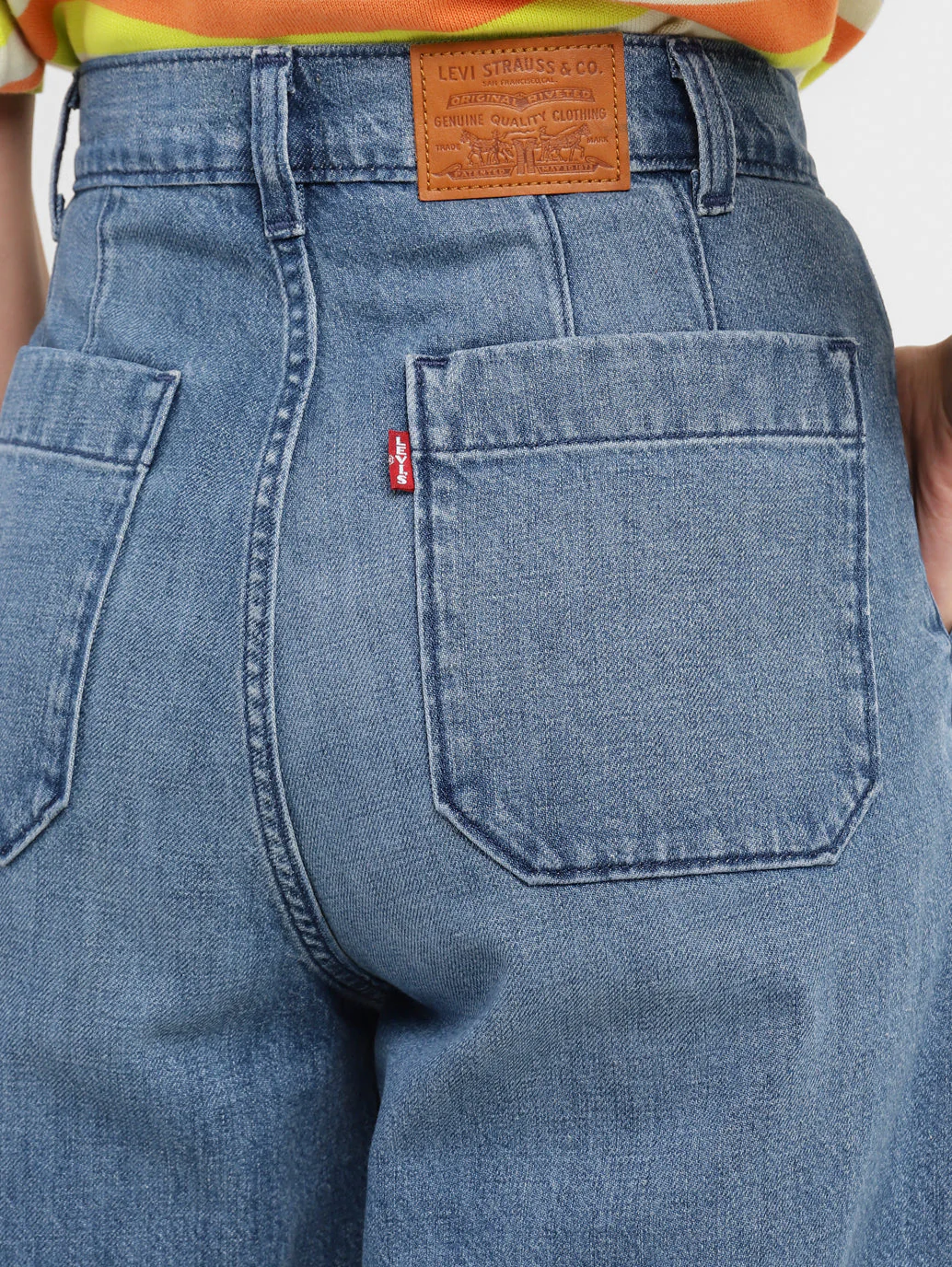 Women's Blue Wideleg Fit High Rise Jeans - Image 5