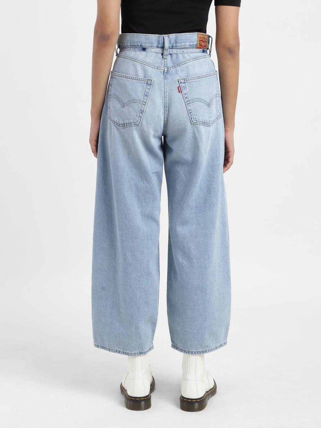 Women's Blue XL Balloon Loose Fit High Rise Jeans - Image 3