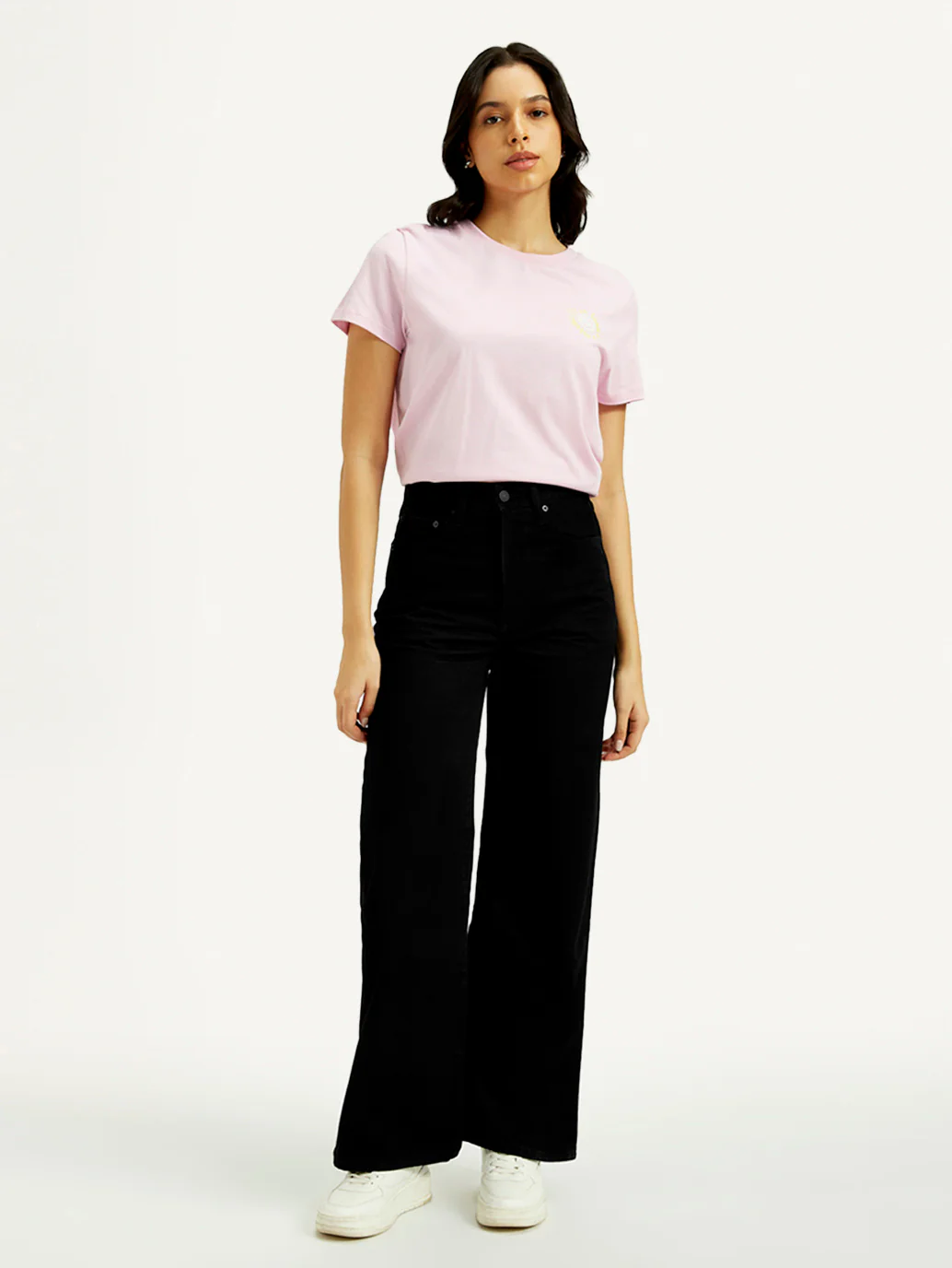 Women's Black Ribcage Wide Leg Fit High Rise Jeans
