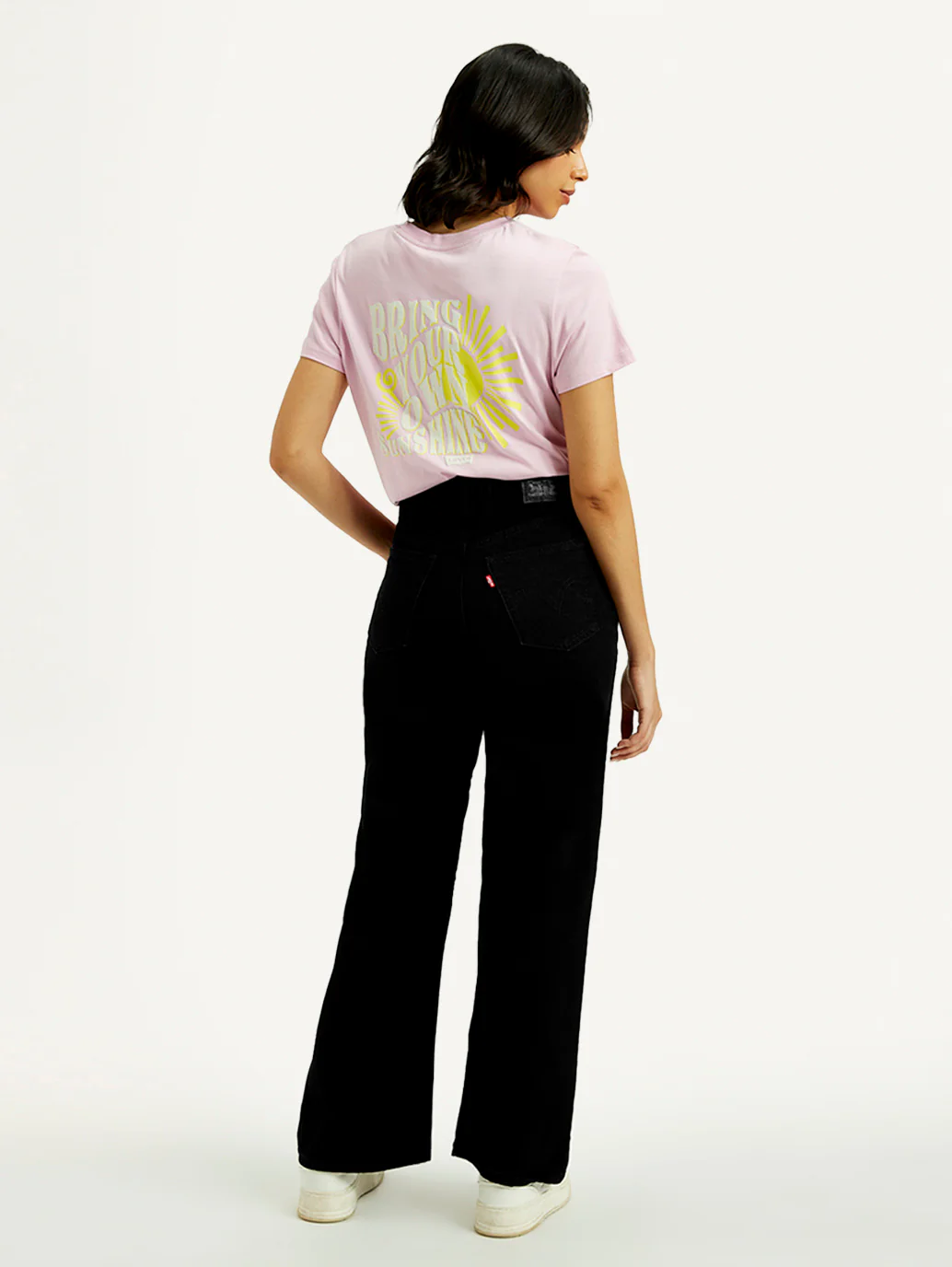 Women's Black Ribcage Wide Leg Fit High Rise Jeans - Image 3