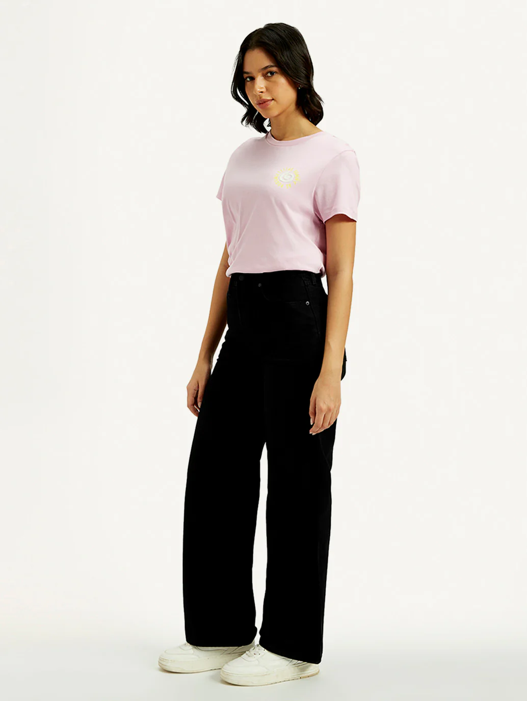 Women's Black Ribcage Wide Leg Fit High Rise Jeans - Image 6