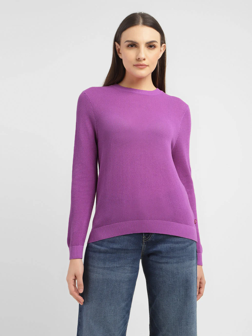 Women's Solid Round Neck Sweater - Image 2