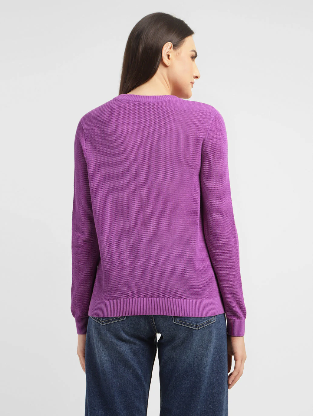 Women's Solid Round Neck Sweater - Image 3