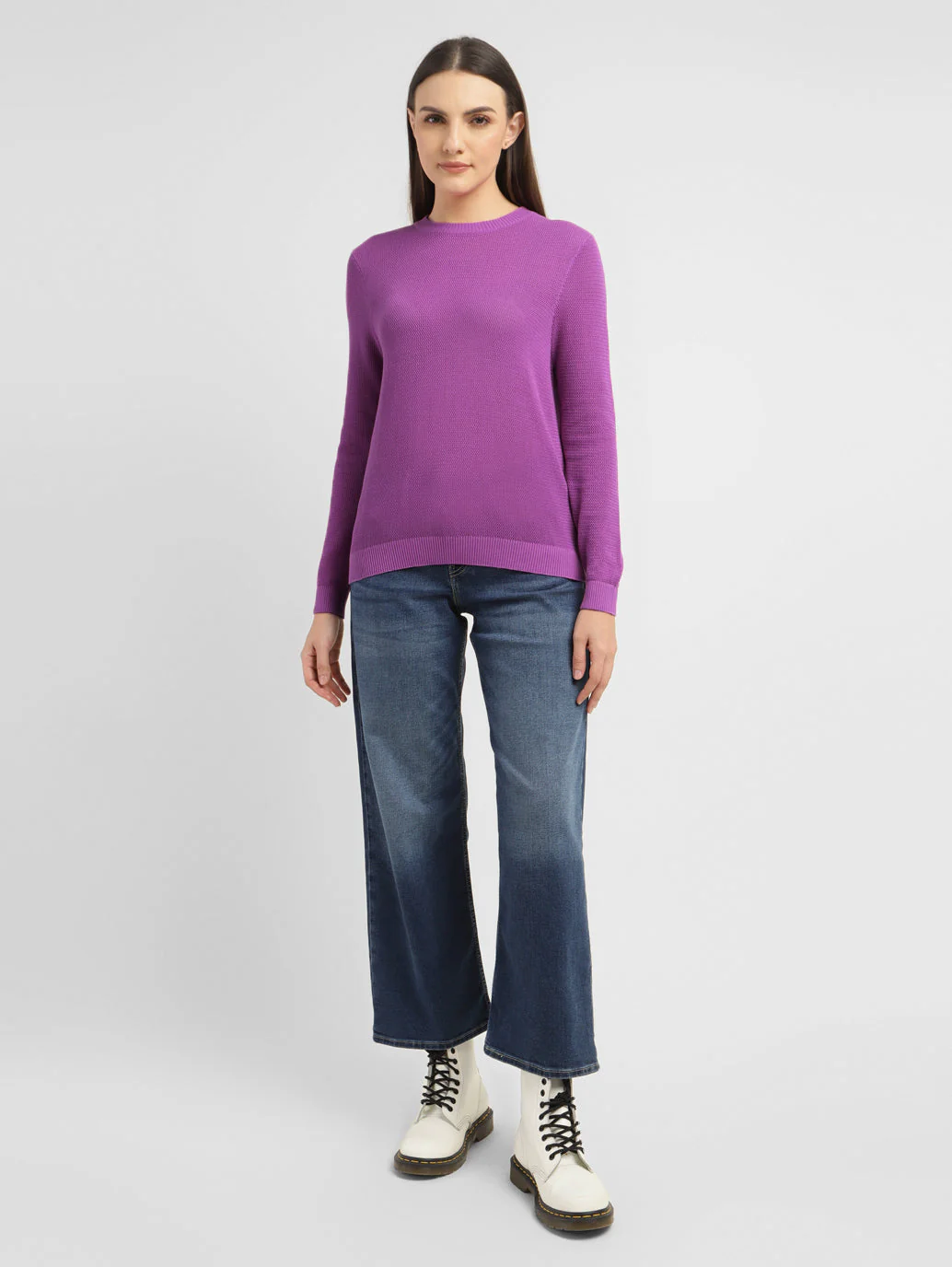 Women's Solid Round Neck Sweater - Image 6
