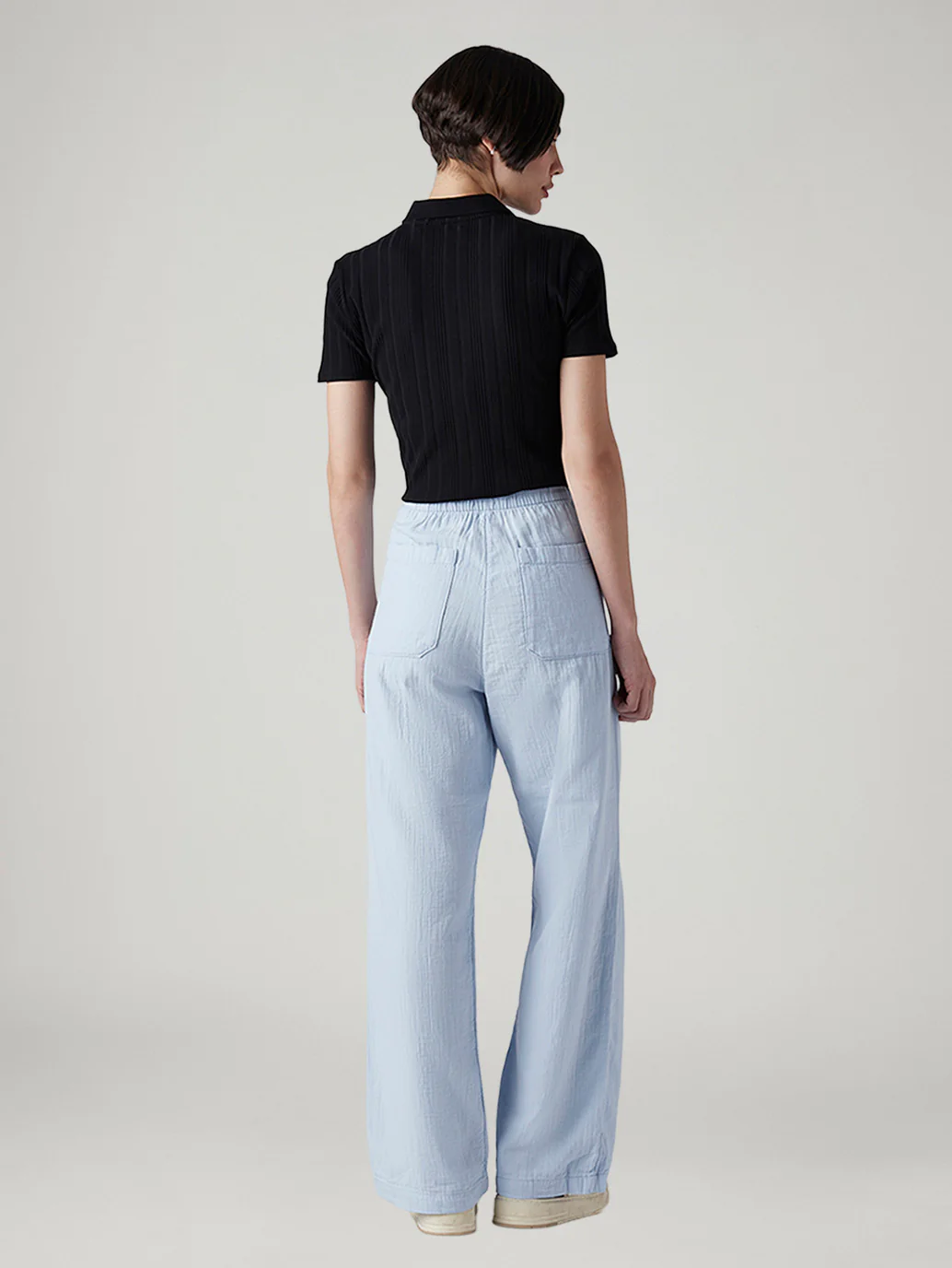 Women's Light Blue Loose Fit High Rise Cargos - Image 4