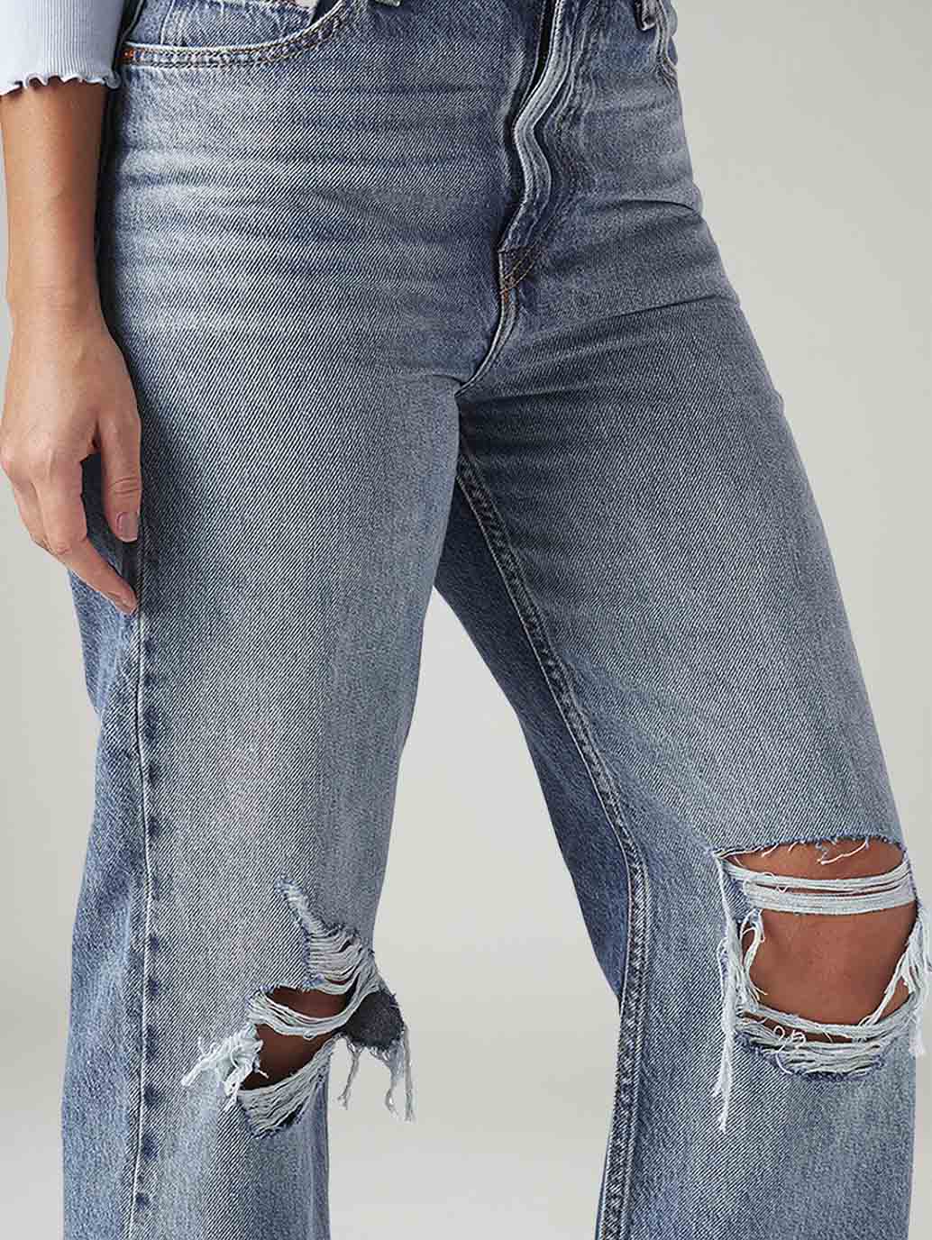 Women's Light Blue Ribcage Straight Fit High Rise Jeans - Image 5