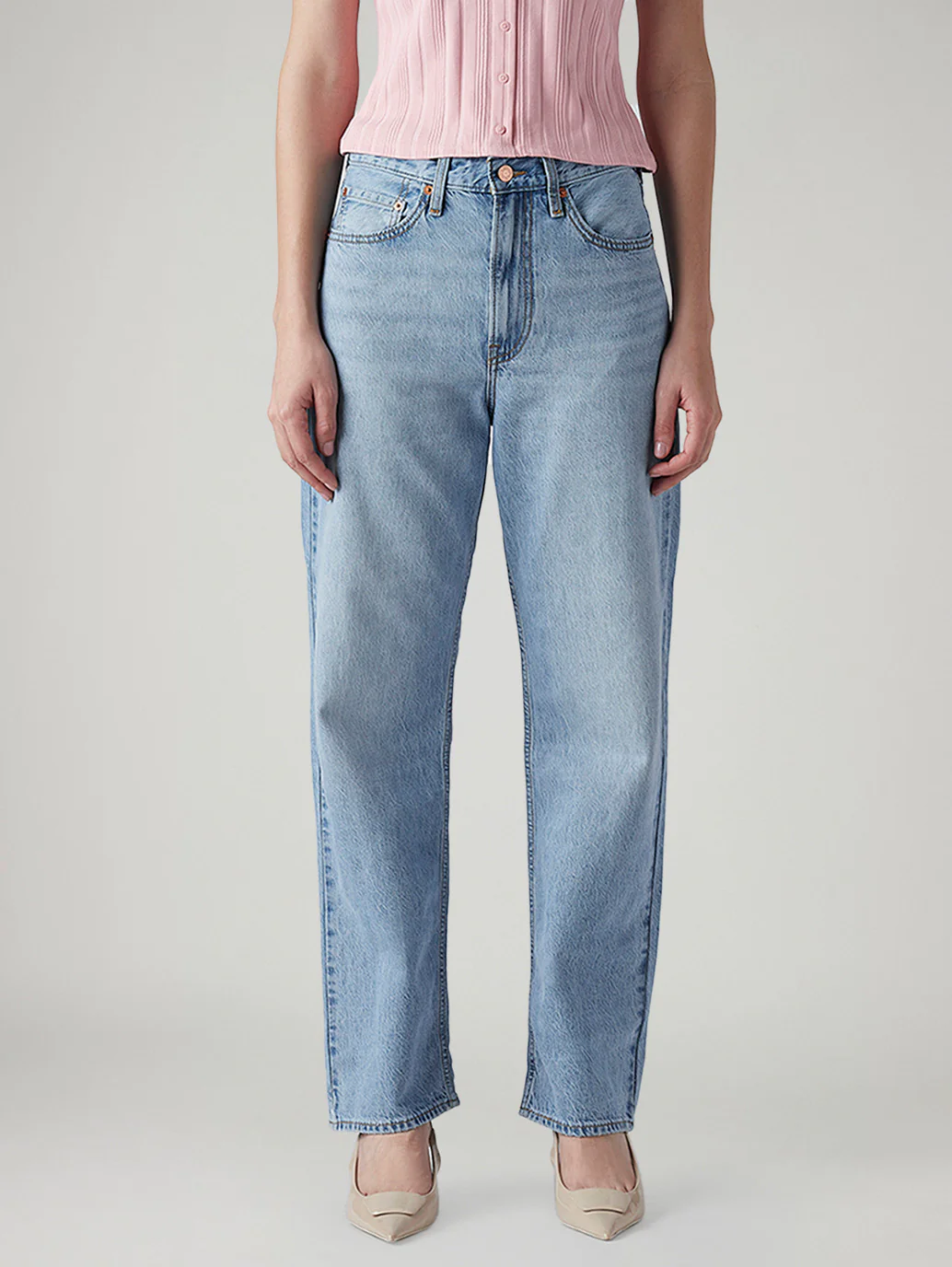 Women's Light Blue Ribcage Straight Fit High Rise Jeans - Image 3
