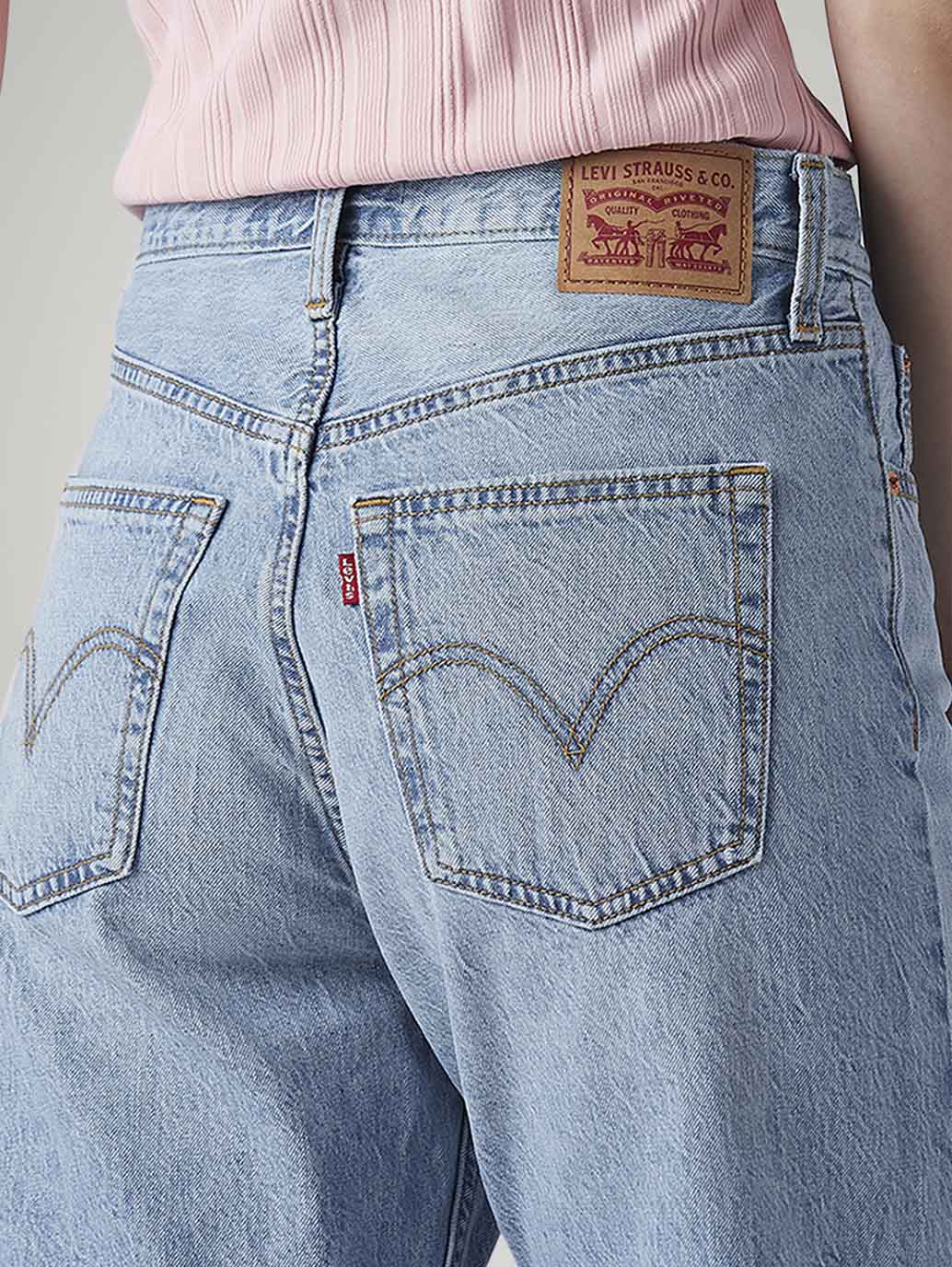 Women's Light Blue Ribcage Straight Fit High Rise Jeans - Image 5