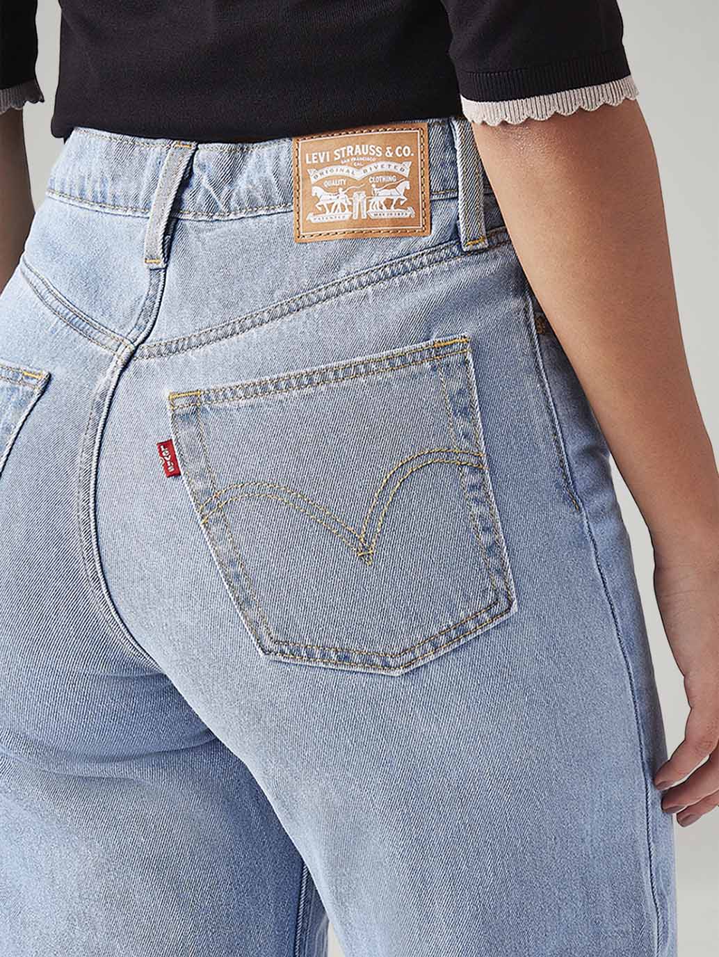 Women's Light Blue Ribcage Straight Fit High Rise Jeans - Image 5