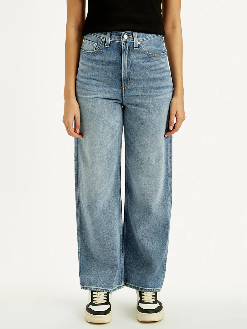 Women's Light Indigo Loose Fit High Rise Jeans - Image 2