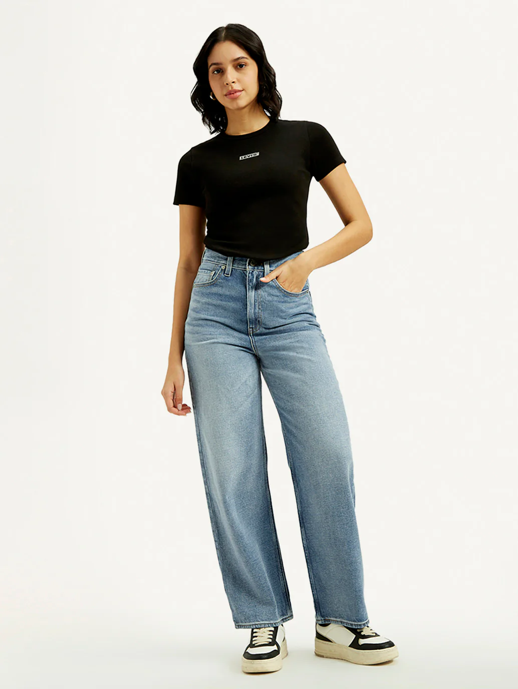 Women's Light Indigo Loose Fit High Rise Jeans - Image 7