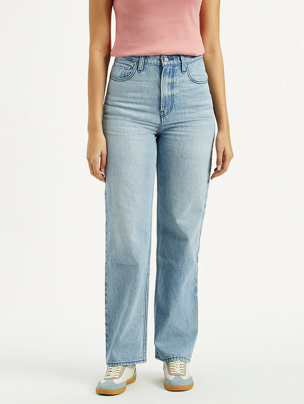 Women's Light Indigo Ribcage Straight Fit High Rise Jeans - Image 2