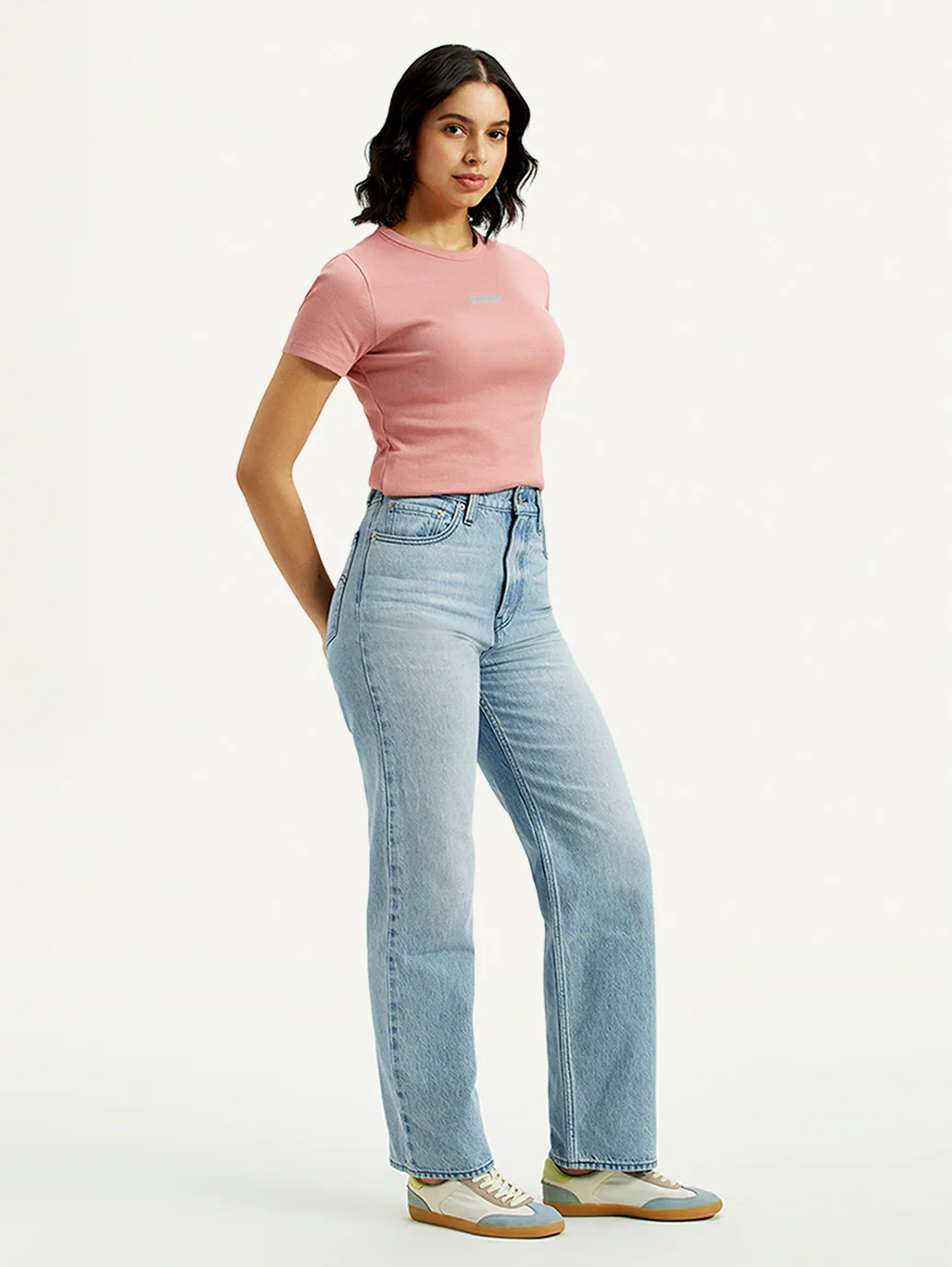 Women's Light Indigo Ribcage Straight Fit High Rise Jeans - Image 5
