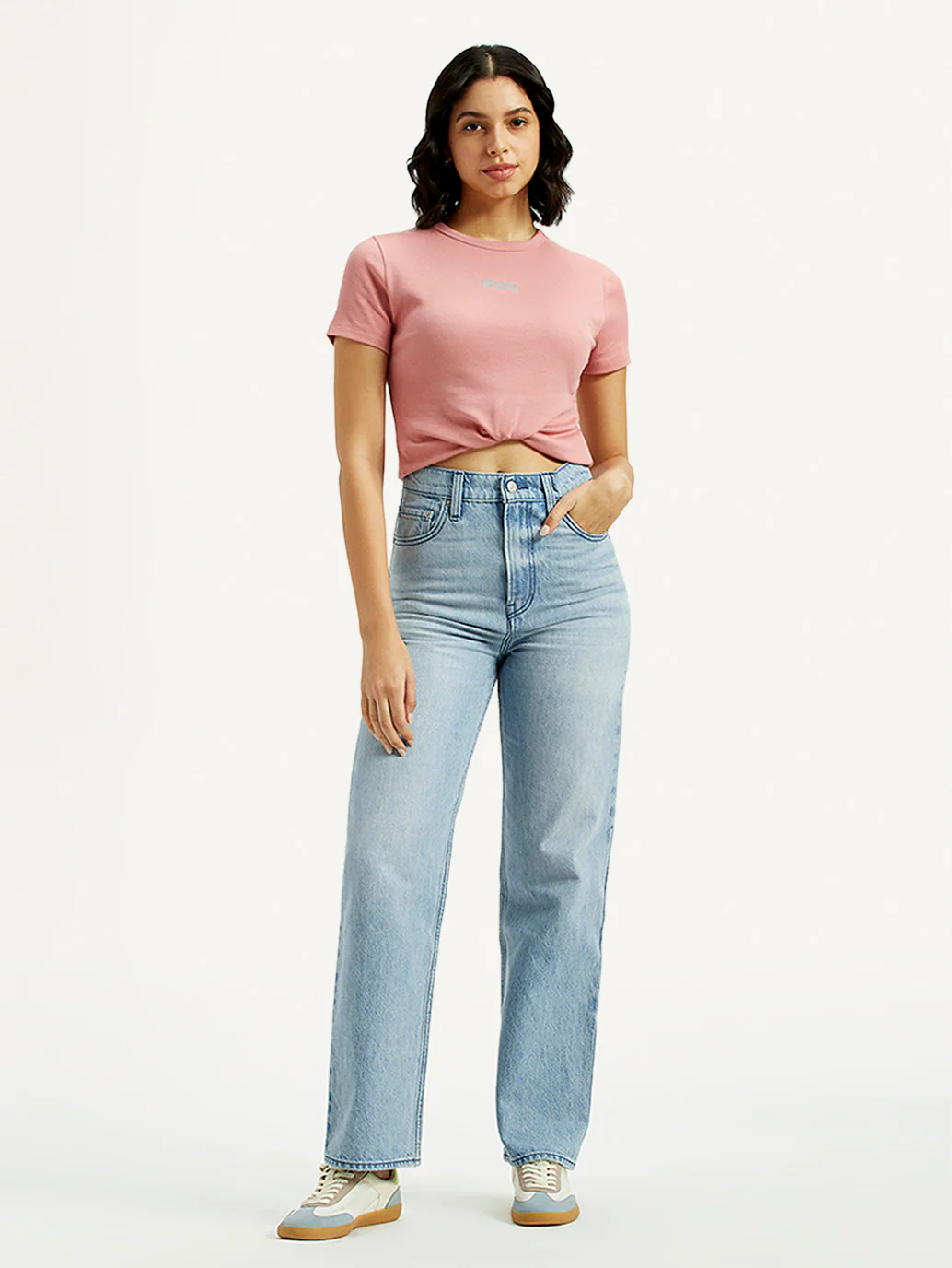 Women's Light Indigo Ribcage Straight Fit High Rise Jeans - Image 6