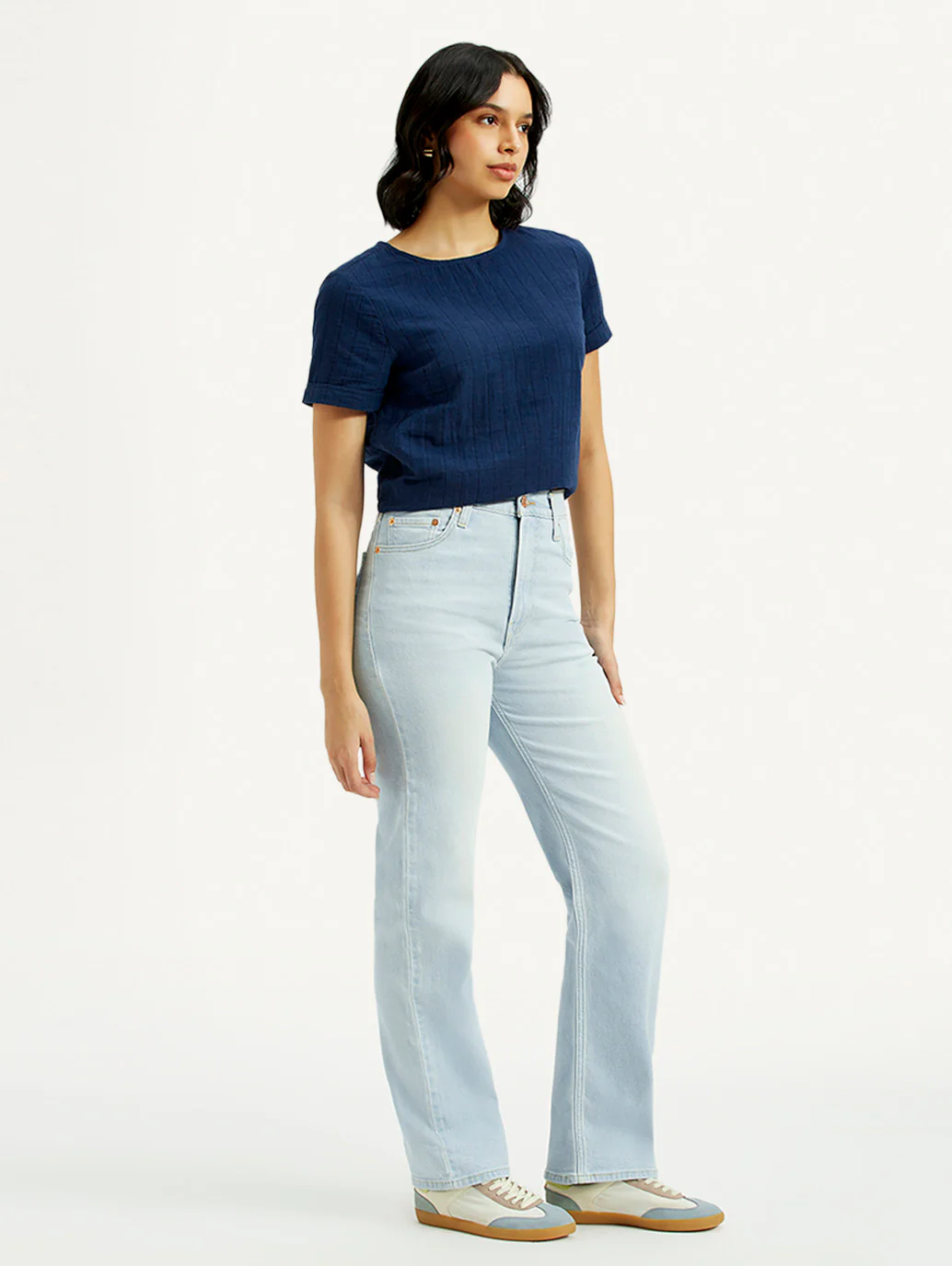 Women's Light Blue Ribcage Straight Fit High Rise Jeans