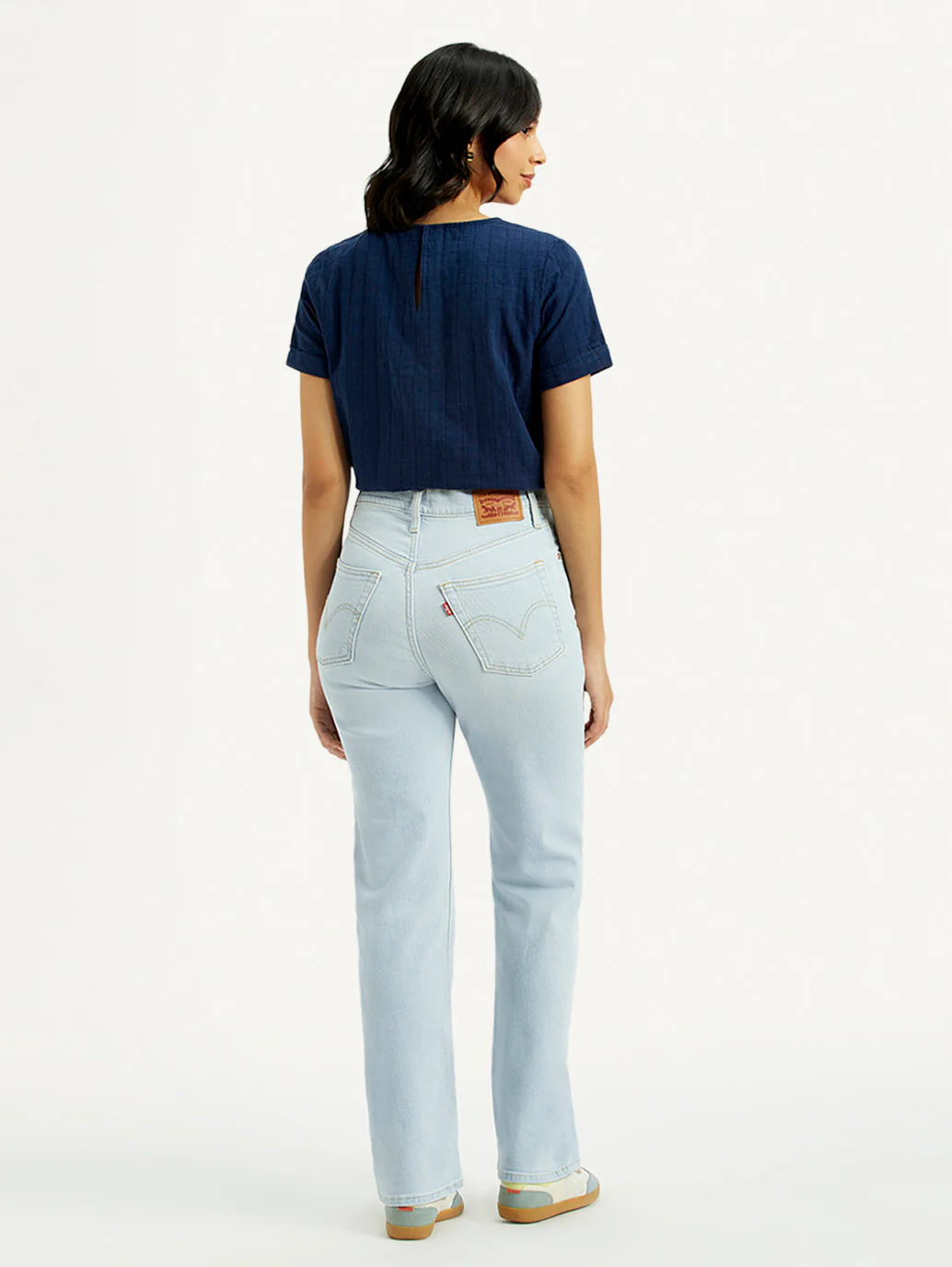 Women's Light Blue Ribcage Straight Fit High Rise Jeans - Image 3
