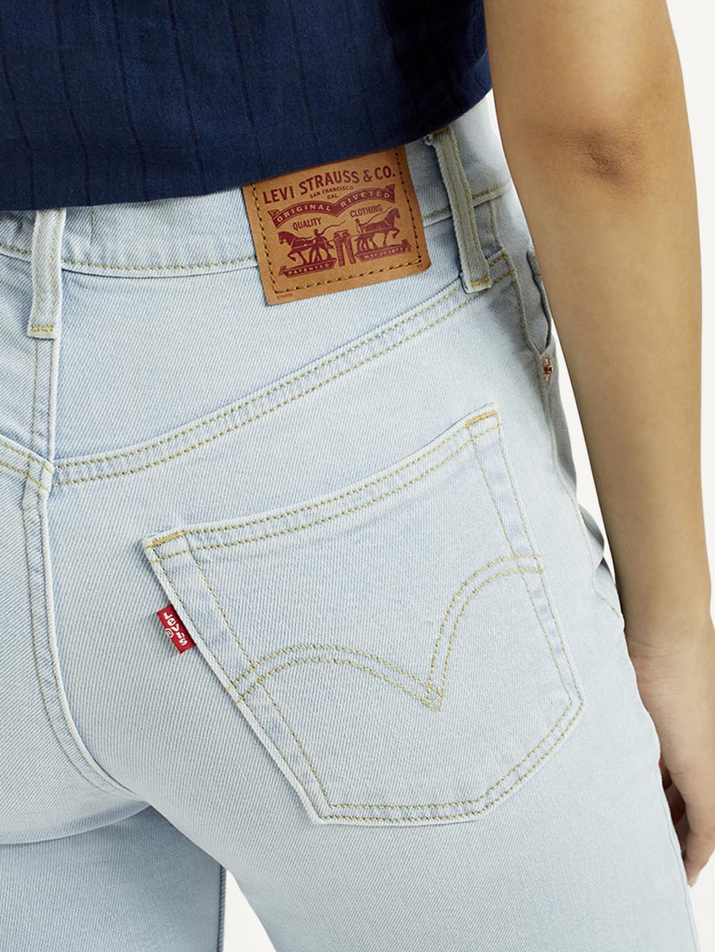 Women's Light Blue Ribcage Straight Fit High Rise Jeans - Image 4